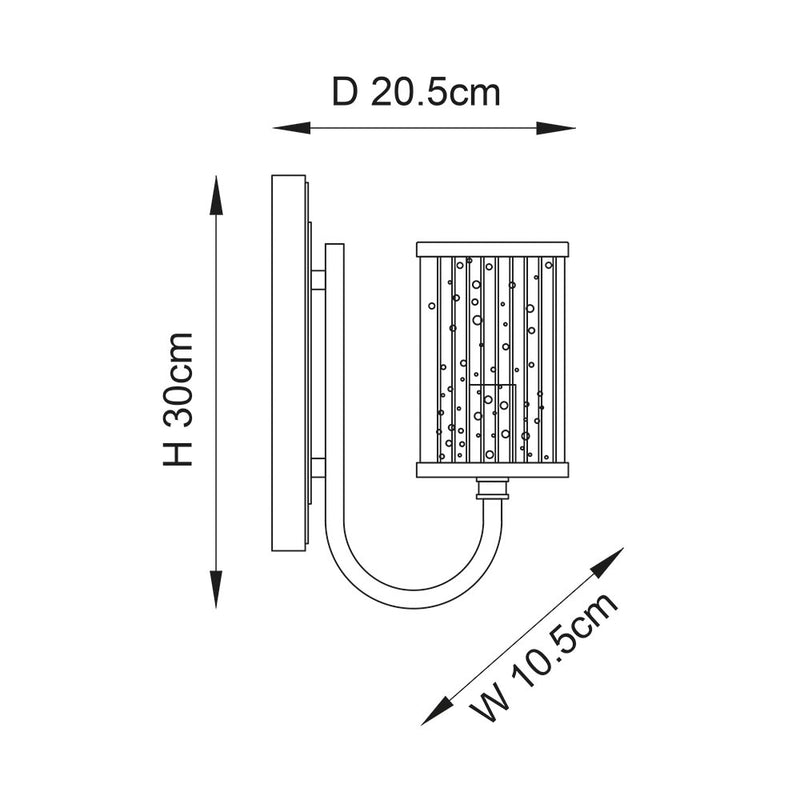 Henbury Nickel Wall Light With Ribbed Glass