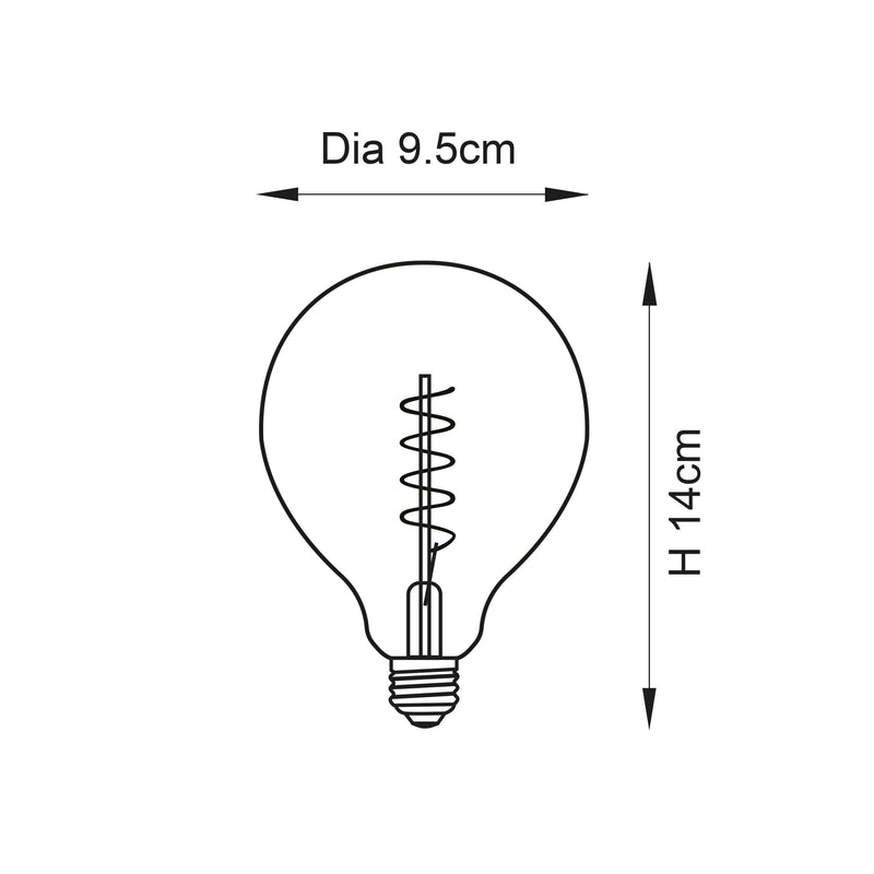 Spiral Medium E27 Smoked Glass Decorative LED 4w Light Bulb