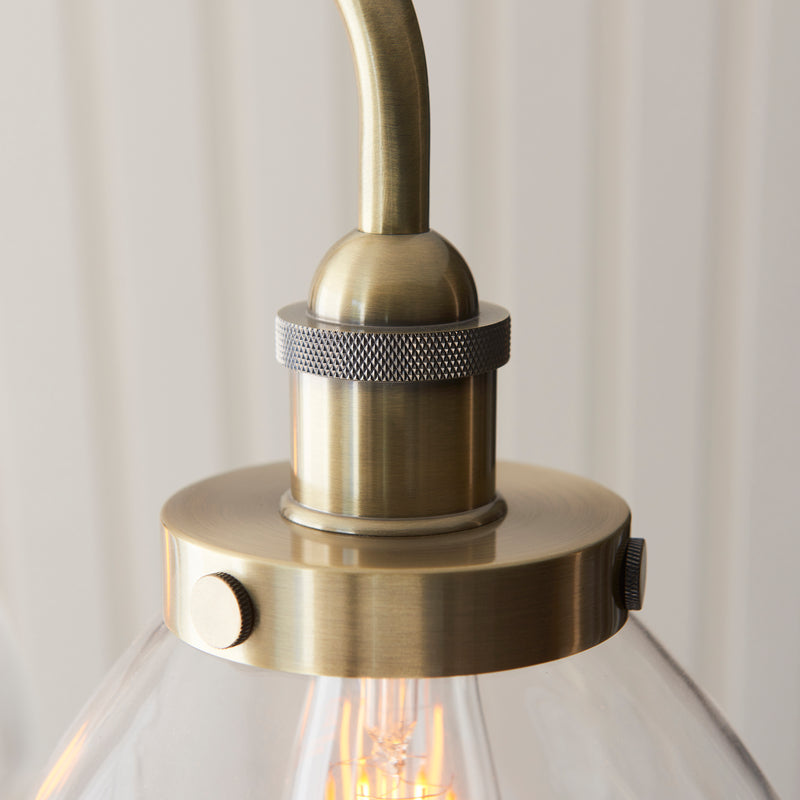 Endon Hansen Linear 3 Light Brass Pendant - Glass Shades