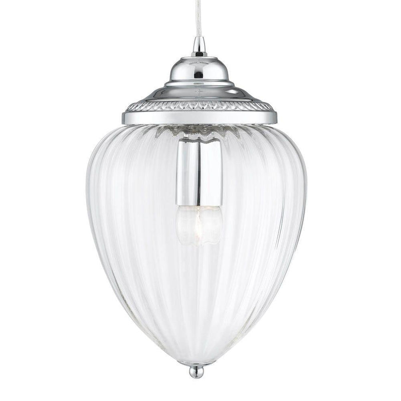 Moscow 1 Light Chrome/Clear Ribbed Glass Ceiling Pendant-Ceiling Pendant Lights-Searchlight Lighting-1-Tiffany Lighting Direct