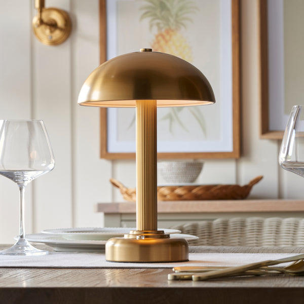 Bridport Rechargeable Cordless LED Brass Table Lamp With Touch Dimmer