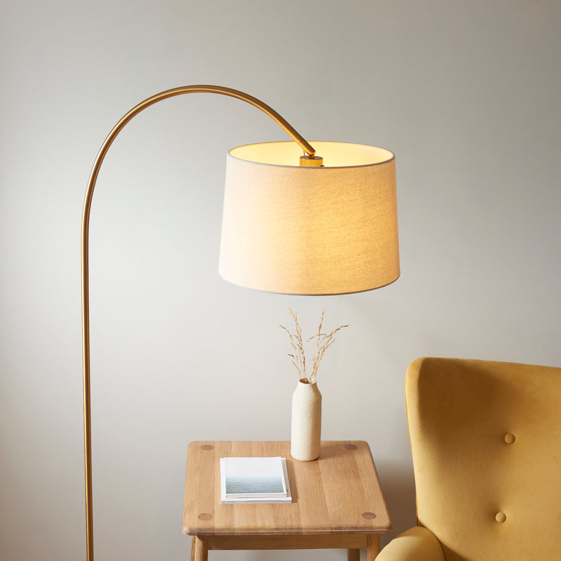 Carlson Brass Modern Floor Lamp - Natural Shade