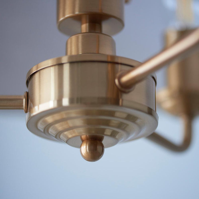 Endon Highclere Aged Brass 3 Light Pendant - Natural Linen Shade