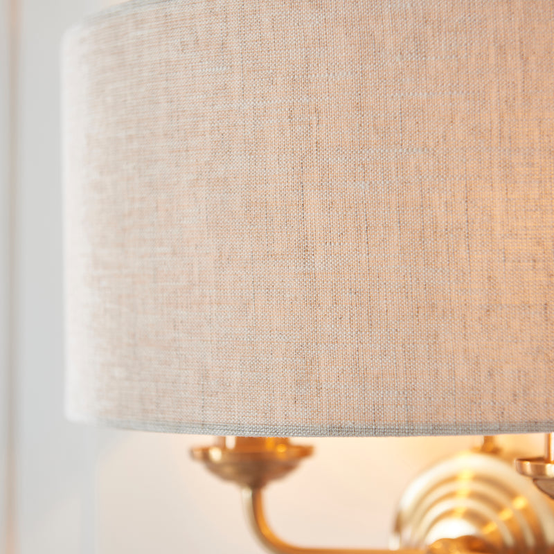 Endon Highclere Brass Wall Light - Natural Linen Shade