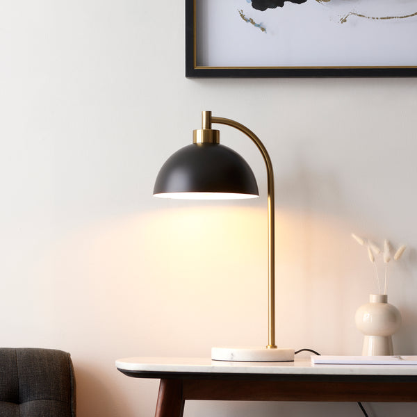 Buchanan Black & Brass Task Table Lamp with Marble Base