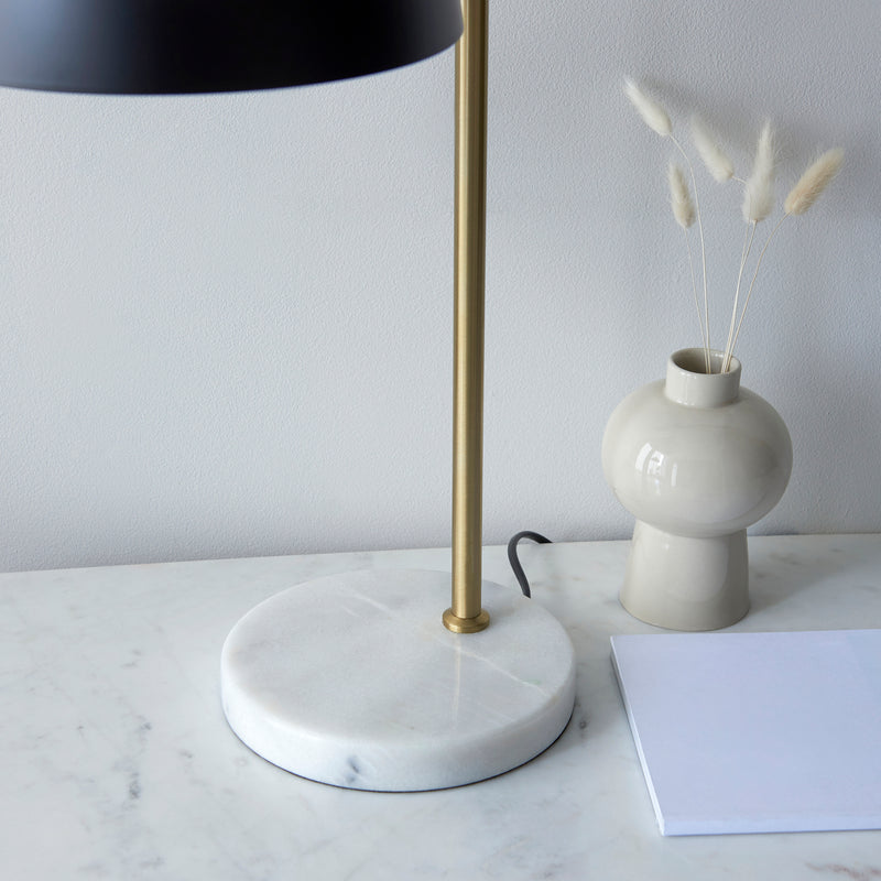 Buchanan Black & Brass Task Table Lamp with Marble Base