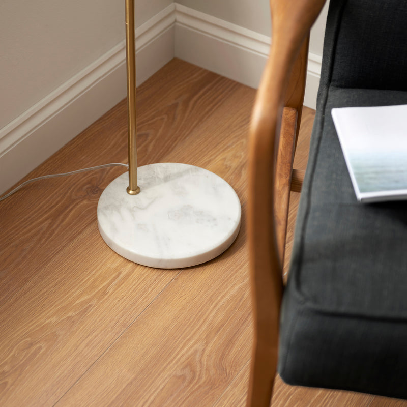 Buchanan Brass & Black Task Floor Lamp with Marble Base