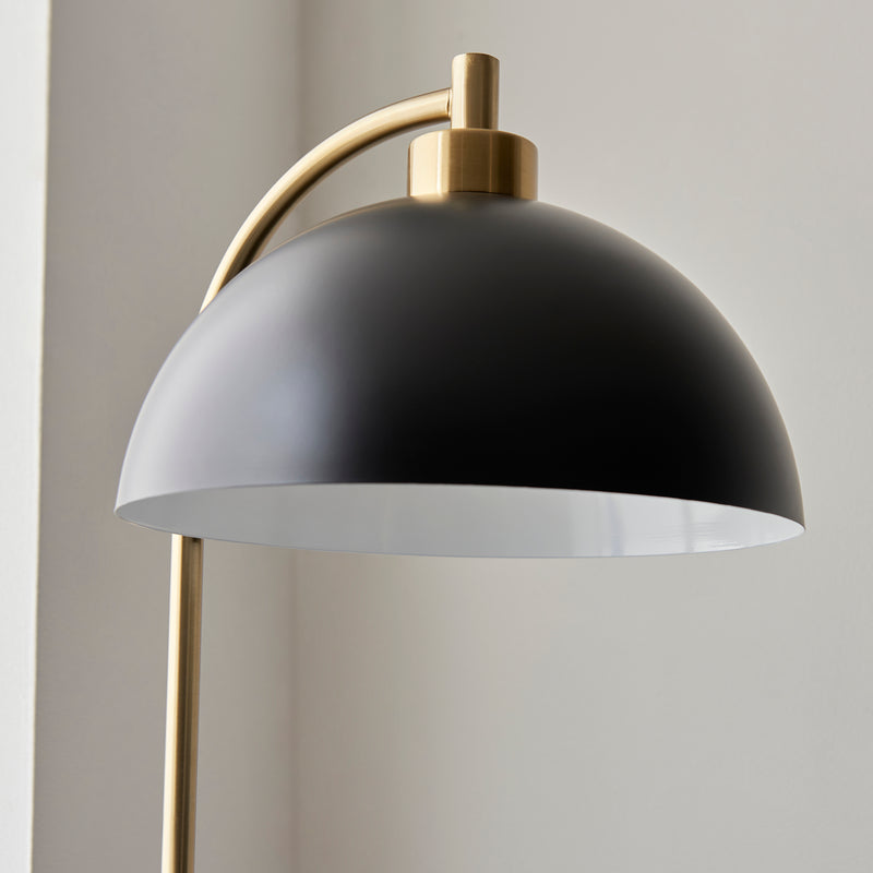 Buchanan Brass & Black Task Floor Lamp with Marble Base