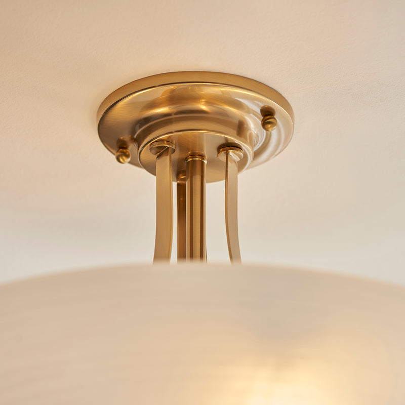 Endon Welles 3 Light Aged Brass Semi Flush Ceiling Light