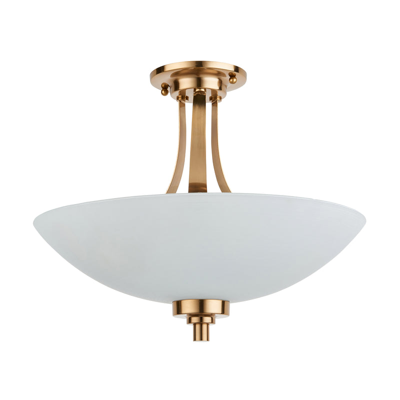 Endon Welles 3 Light Aged Brass Semi Flush Ceiling Light