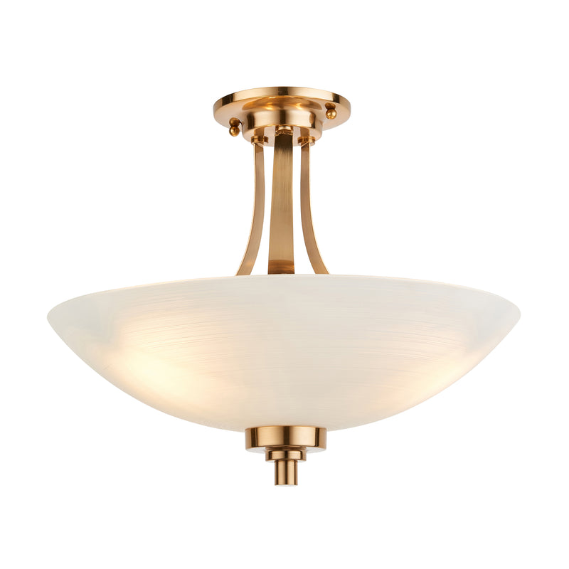 Endon Welles 3 Light Aged Brass Semi Flush Ceiling Light