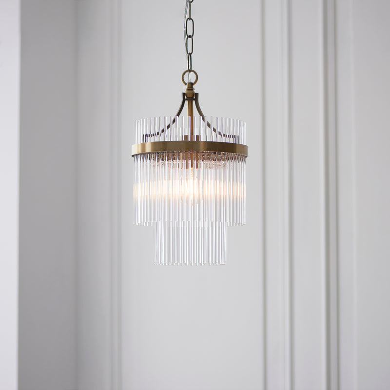 Marietta Brass 1 Light Small Ceiling Pendant - Glass Rods