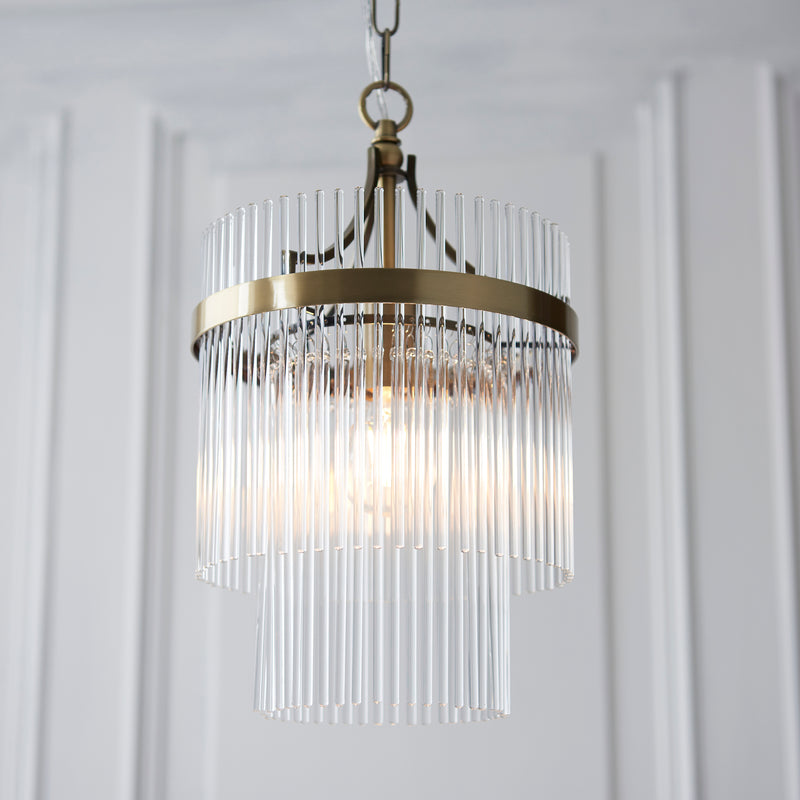 Marietta Brass 1 Light Small Ceiling Pendant - Glass Rods