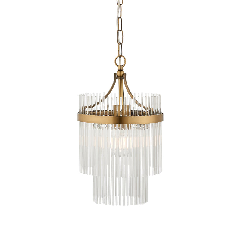 Marietta Brass 1 Light Small Ceiling Pendant - Glass Rods