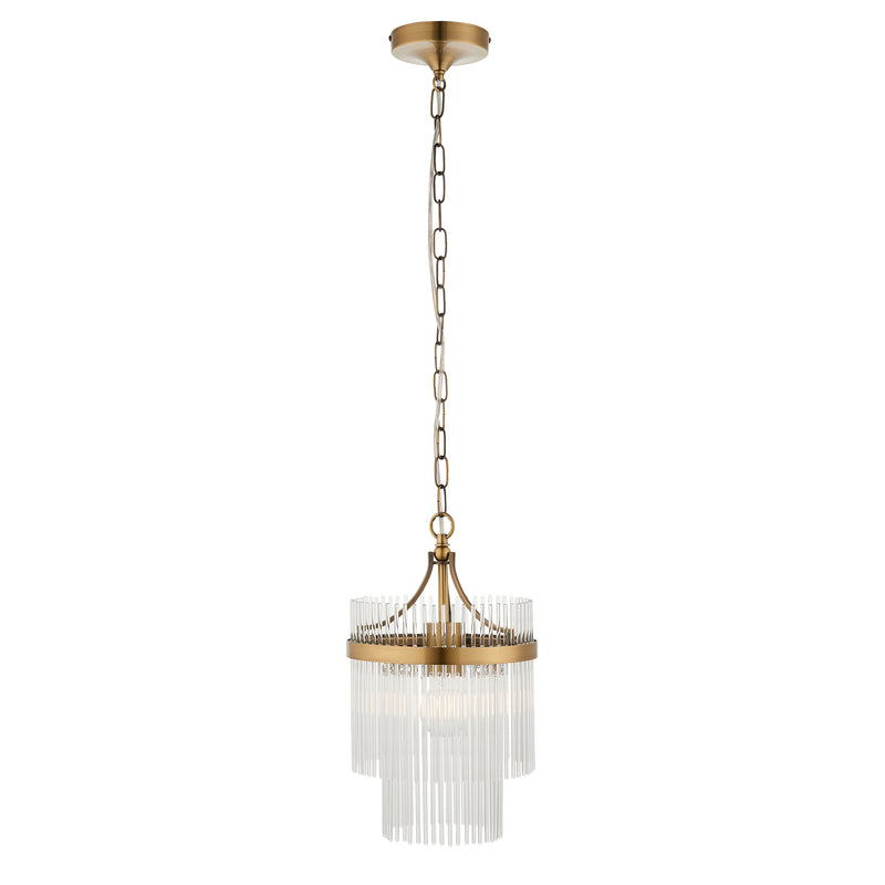 Marietta Brass 1 Light Small Ceiling Pendant - Glass Rods