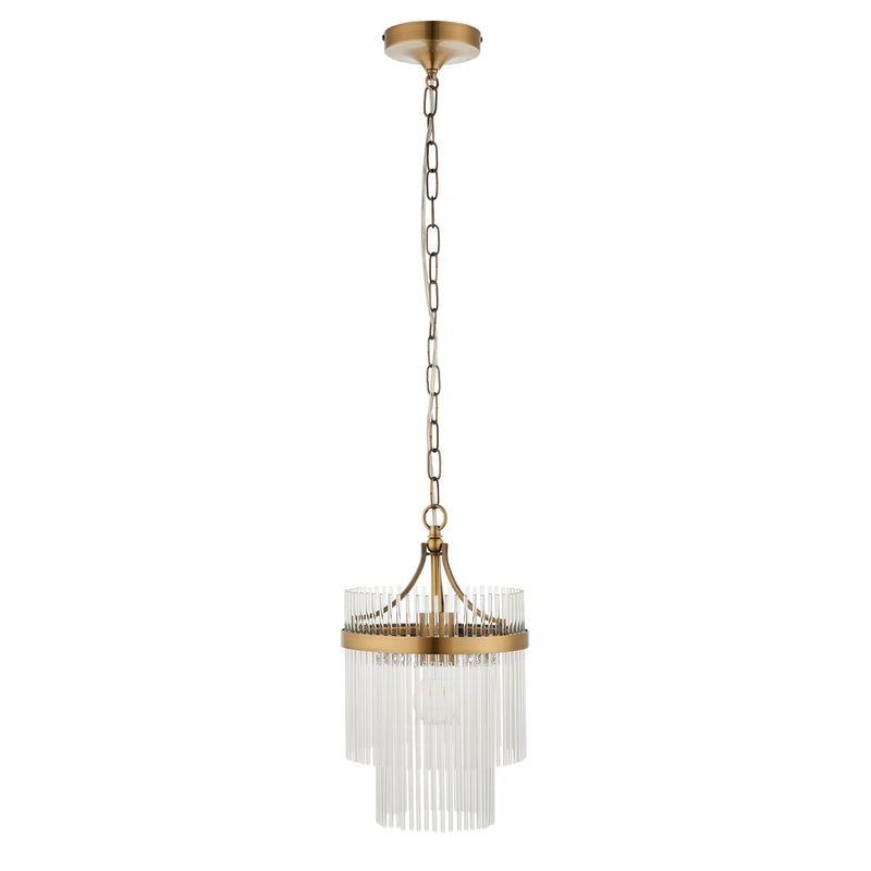 Marietta Brass 1 Light Small Ceiling Pendant - Glass Rods