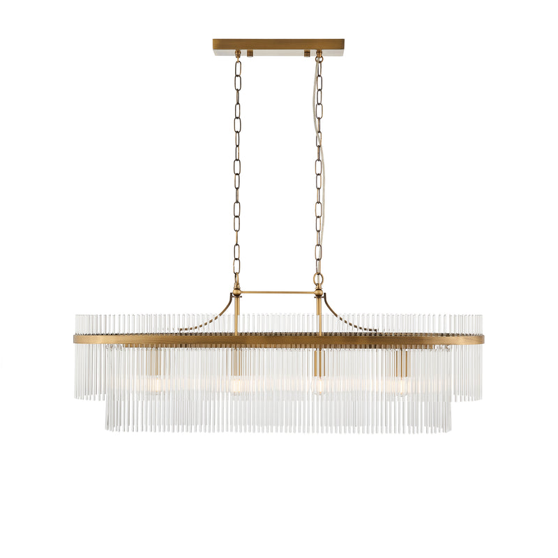 Marietta Brass 4 Light Linear Ceiling Pendant - Glass Rods