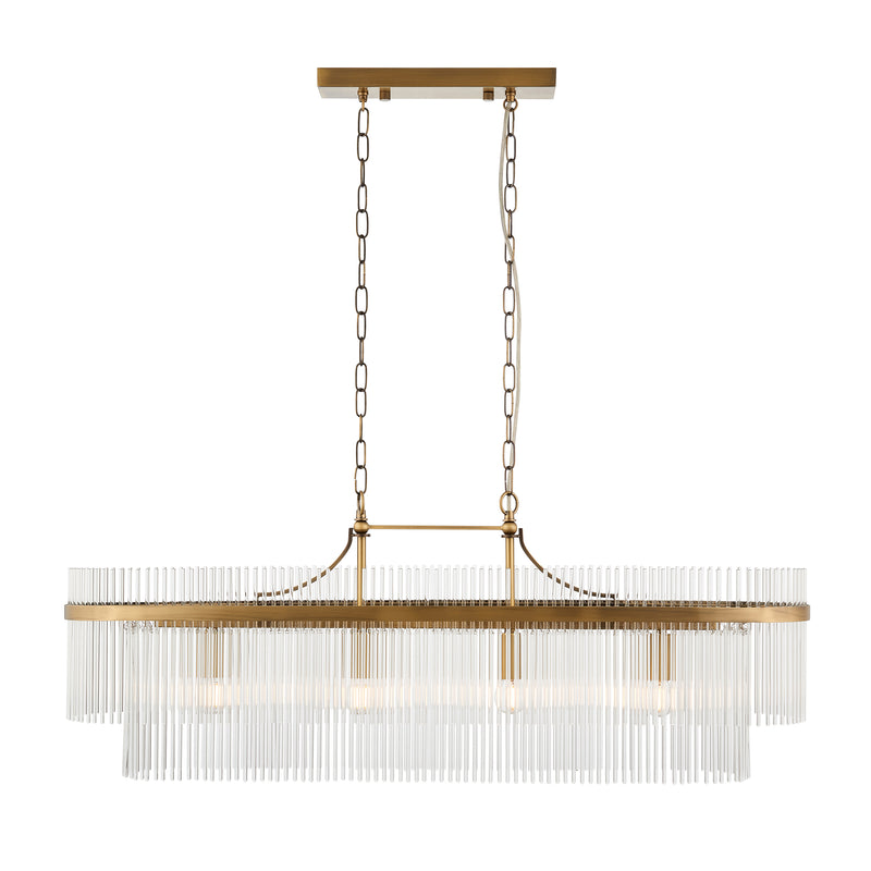 Marietta Brass 4 Light Linear Ceiling Pendant - Glass Rods