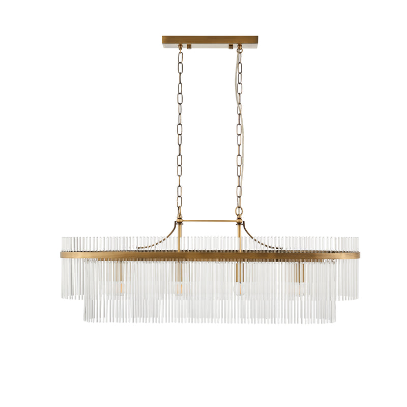 Marietta Brass 4 Light Linear Ceiling Pendant - Glass Rods