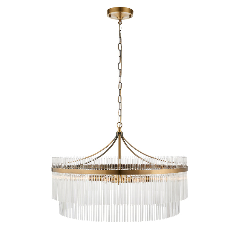 Marietta Brass 7 Light Grand Ceiling Pendant - Glass Rods