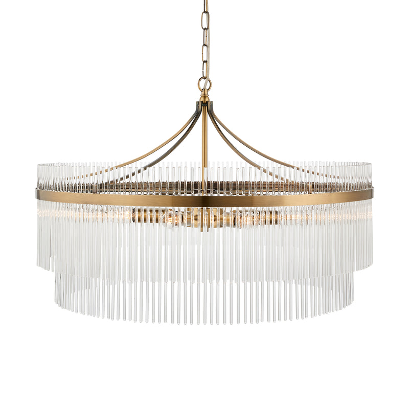 Marietta Brass 7 Light Grand Ceiling Pendant - Glass Rods