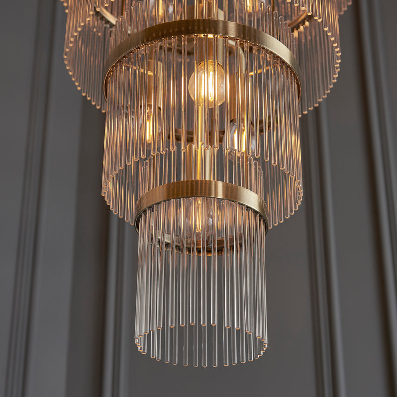 Marietta Brass Grand 21 Light Ceiling Pendant - Glass Rods