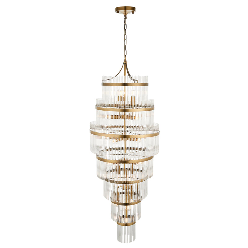 Marietta Brass Grand 21 Light Ceiling Pendant - Glass Rods