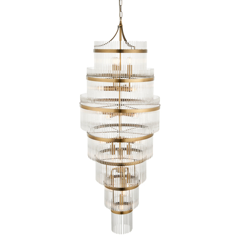 Marietta Brass Grand 21 Light Ceiling Pendant - Glass Rods