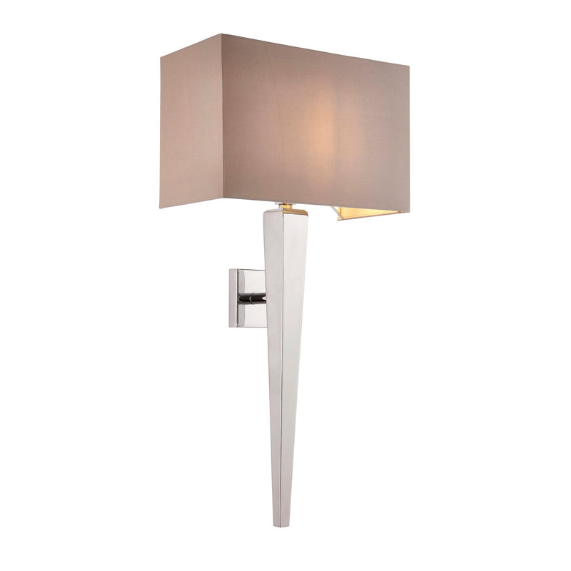 Moreto chrome Finish And Grey Faux Silk Wall Light MORETO-1WBCH