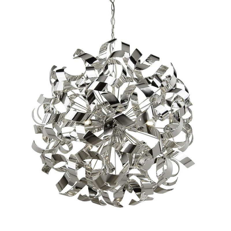 Searchlight Curls 6 Light Chrome Pendant Ceiling Light-Ceiling Pendant Lights-Searchlight Lighting-3-Tiffany Lighting Direct