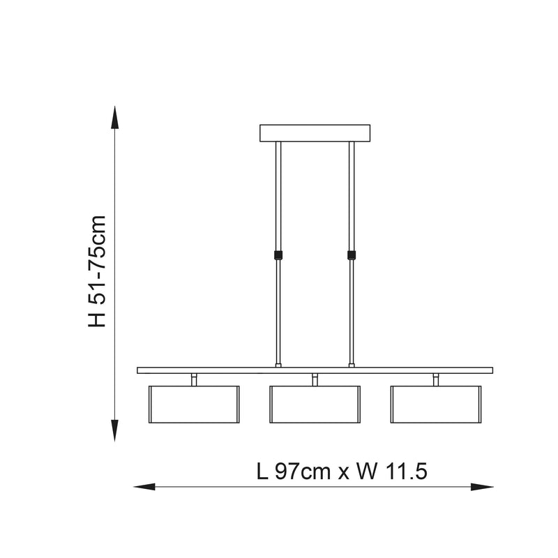 Clef 3 Light Bar Chrome & White Glass Ceiling Semi-Flush Living Room Image 10