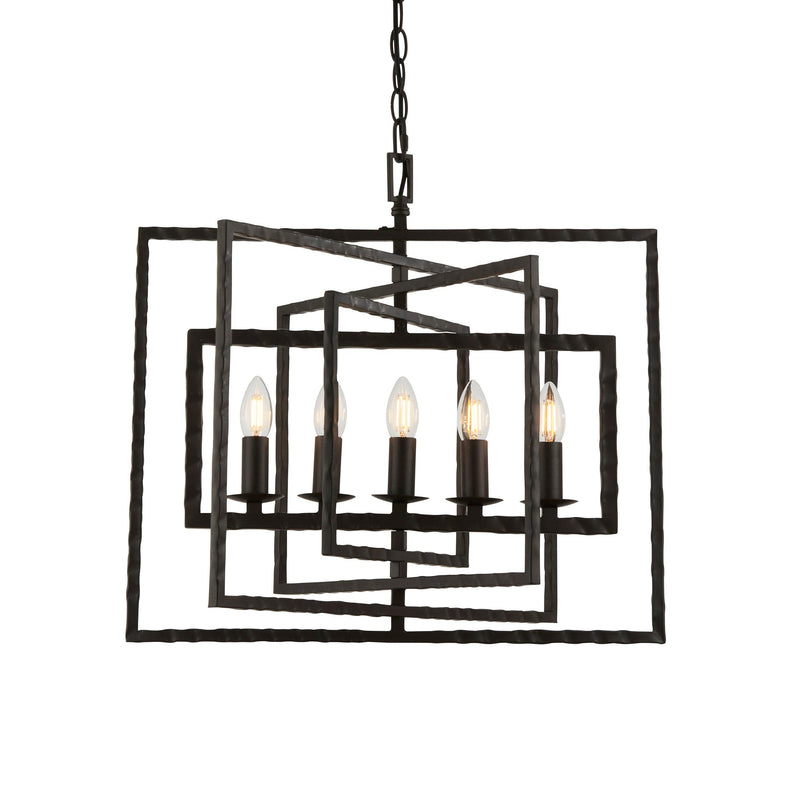 Endon Tibbet 5 Light Hammered Bronze Ceiling Pendant 61017 - lit