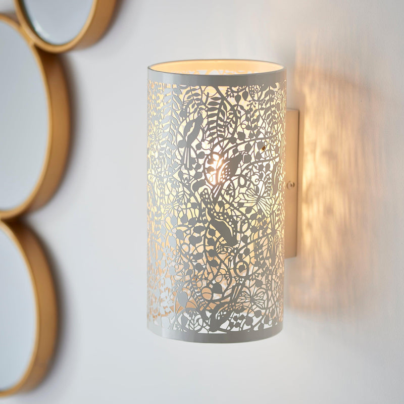 Endon Secret Garden Matt Ivory Wall Light 61684 - Close-up lit