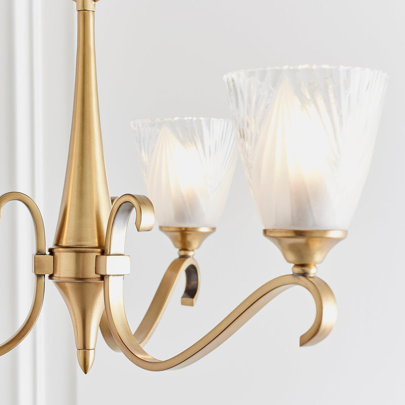 Columbia 3 Antique Brass Chandelier - Feather Glass Shades-Interiors 1900-9-Tiffany Lighting Direct