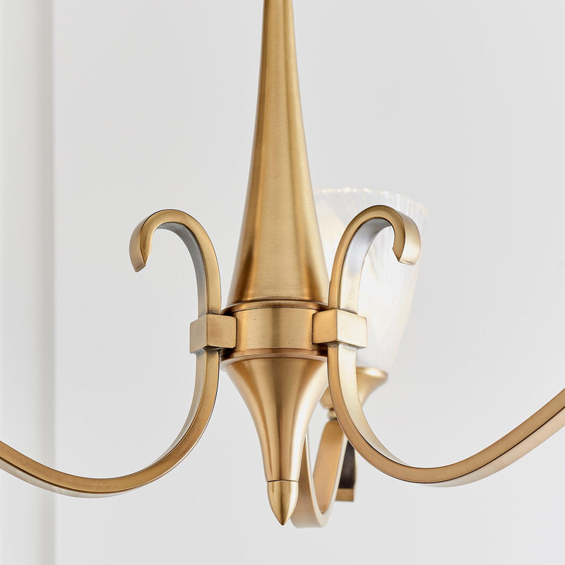 Columbia 3 Antique Brass Chandelier - Feather Glass Shades-Interiors 1900-10-Tiffany Lighting Direct