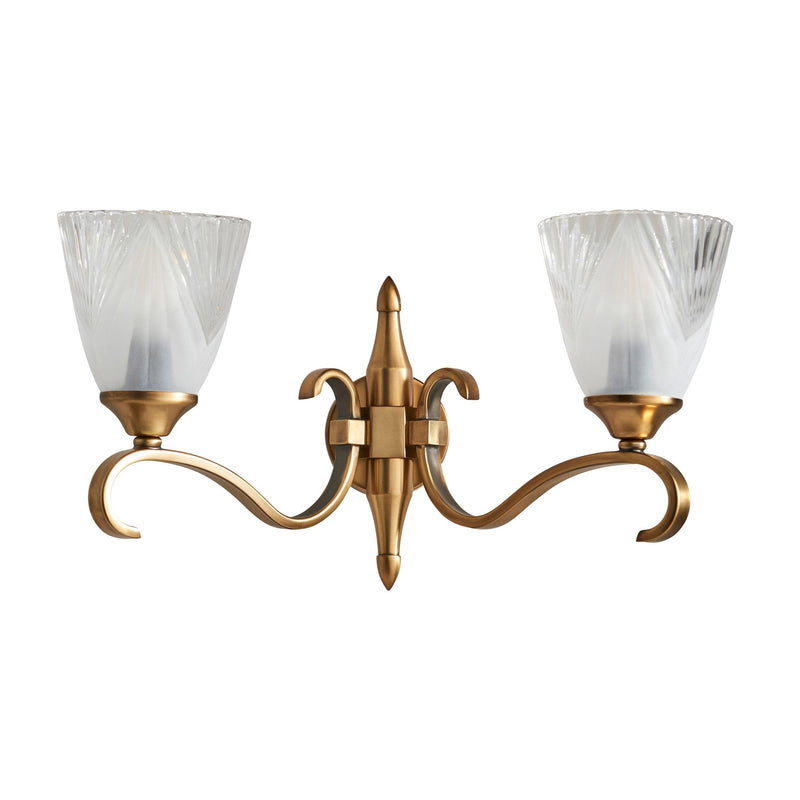 Columbia Brass Twin Wall Light - Cut Glass Shades