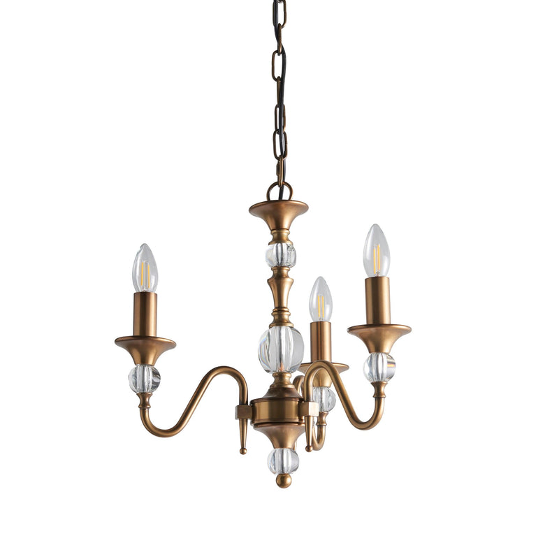 Polina 3 Light Antique Brass Chandelier Interiors 1900-Interiors 1900-9-Tiffany Lighting Direct