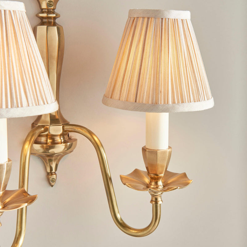 Asquith Solid Brass Double Wall Light With Beige Shade