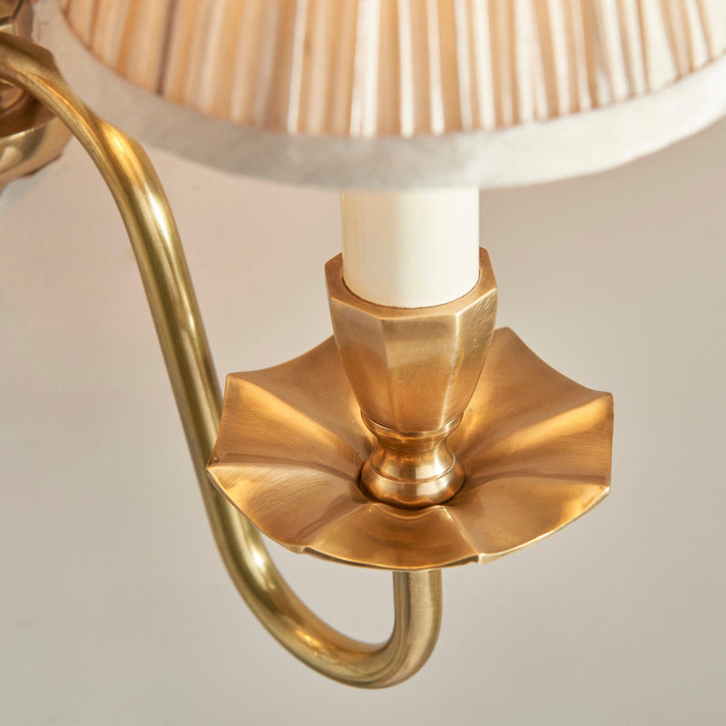 Asquith Solid Brass Double Wall Light With Beige Shade