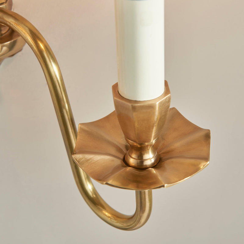 Asquith Solid Brass Double Wall Light With Beige Shade