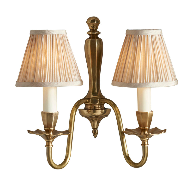 Asquith Solid Brass Double Wall Light With Beige Shade