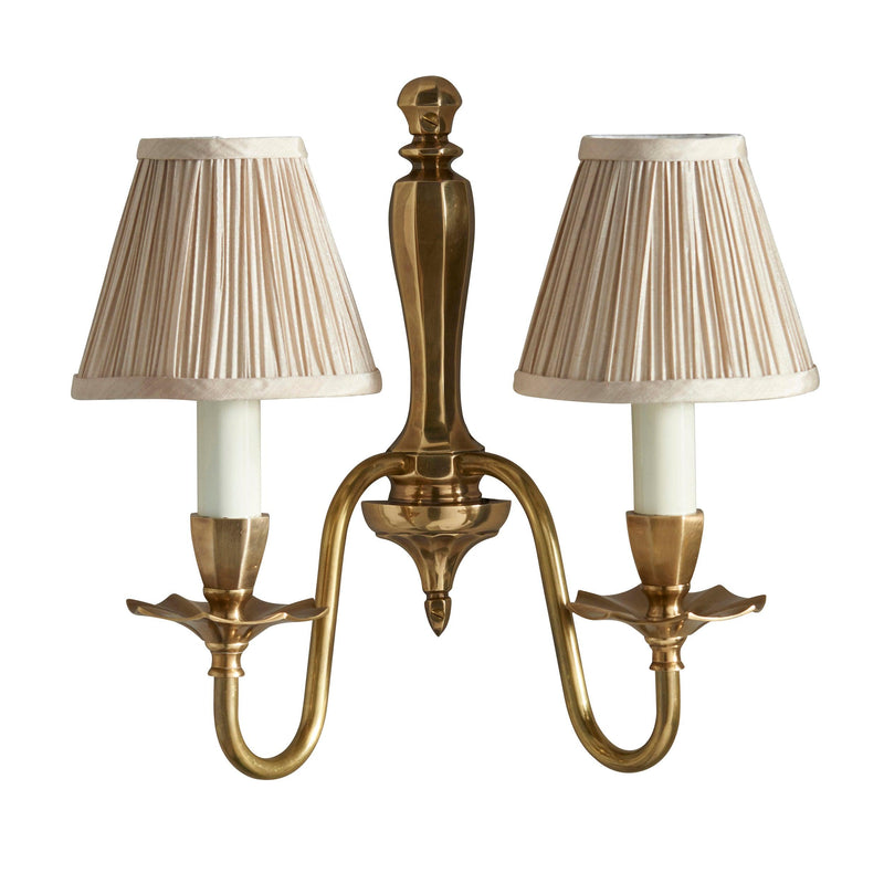 Asquith Solid Brass Double Wall Light With Beige Shade