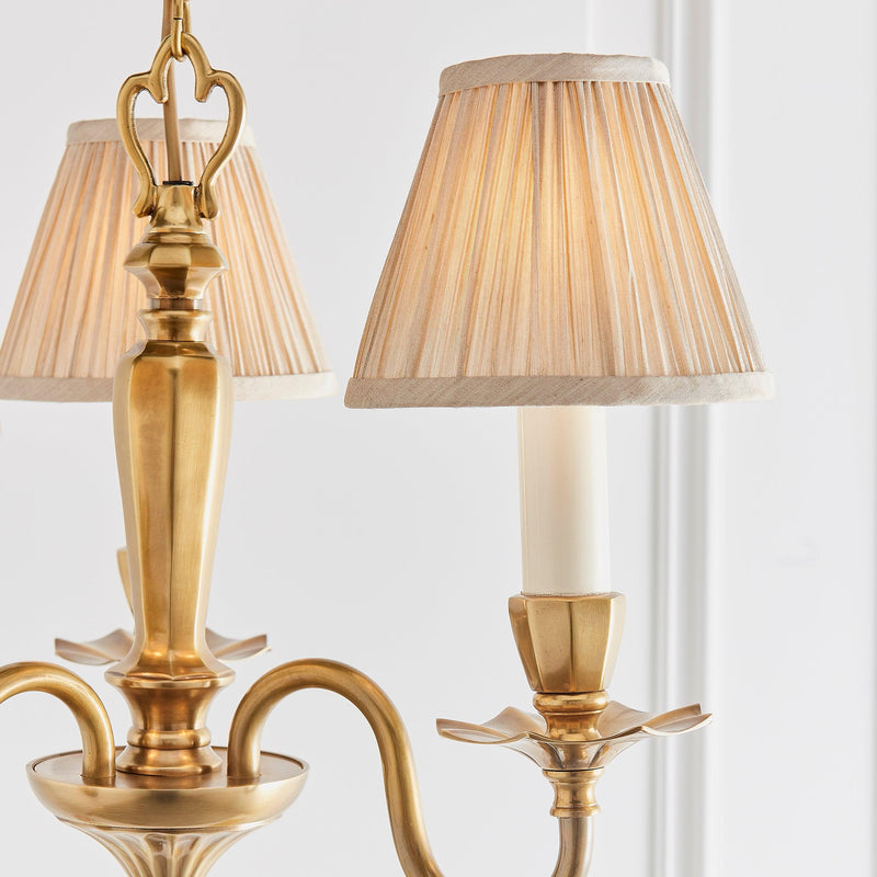 Asquith Solid Brass 3 Light Chandelier With Beige Shades-Interiors 1900-10-Tiffany Lighting Direct