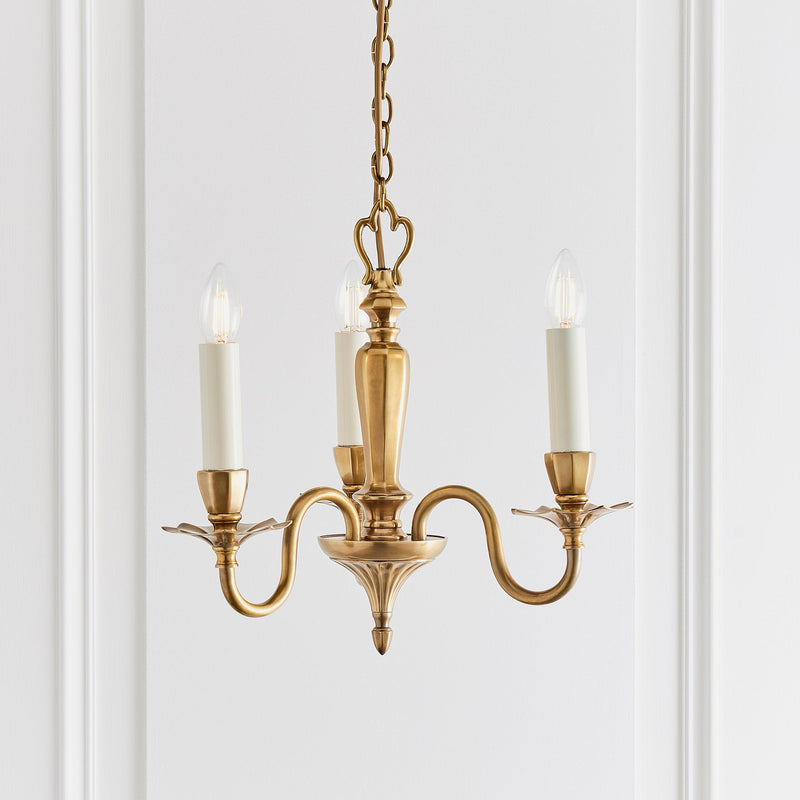 Asquith Solid Brass 3 Light Chandelier With Beige Shades-Interiors 1900-11-Tiffany Lighting Direct