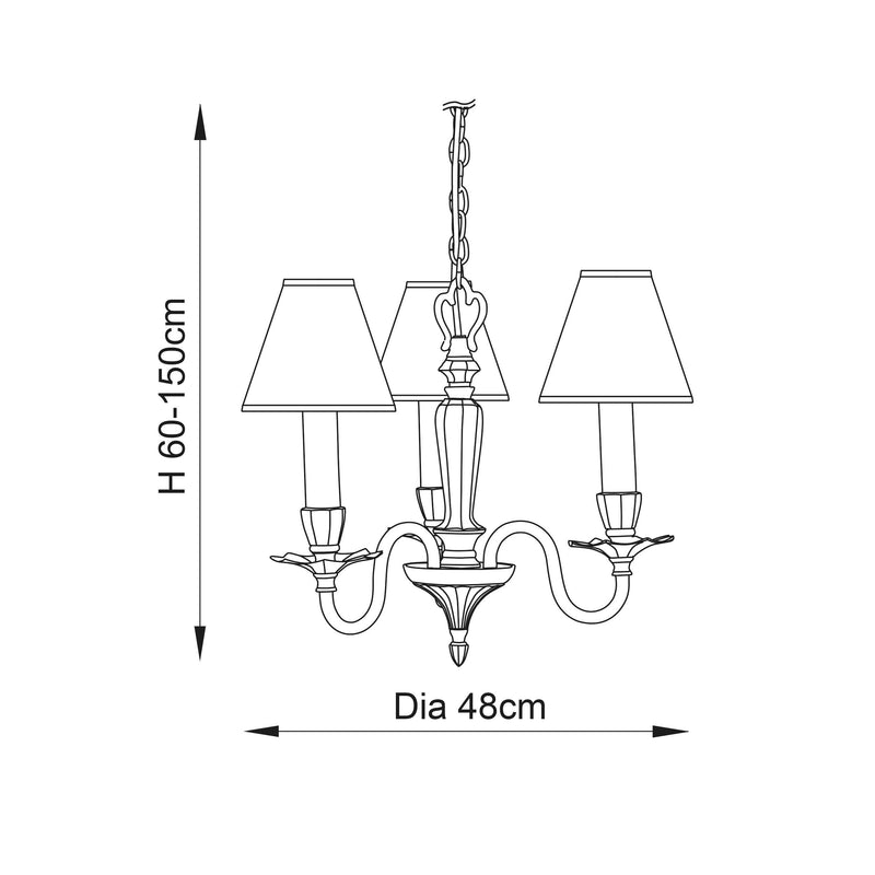 Asquith Solid Brass 3 Light Chandelier With Beige Shades-Interiors 1900-13-Tiffany Lighting Direct