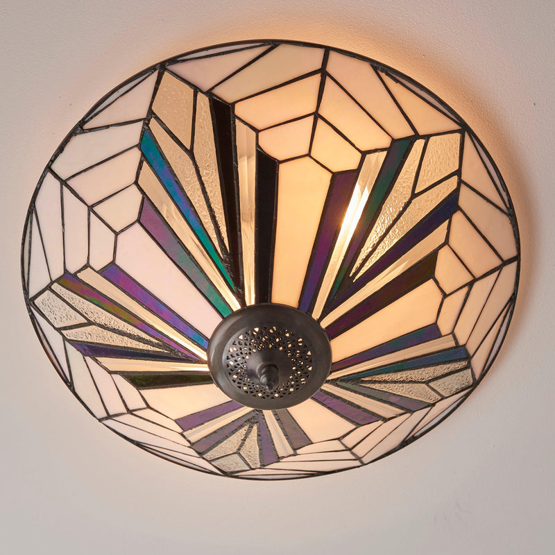 Interiors 1900 Astoria 40cm Tiffany Flush Ceiling Light