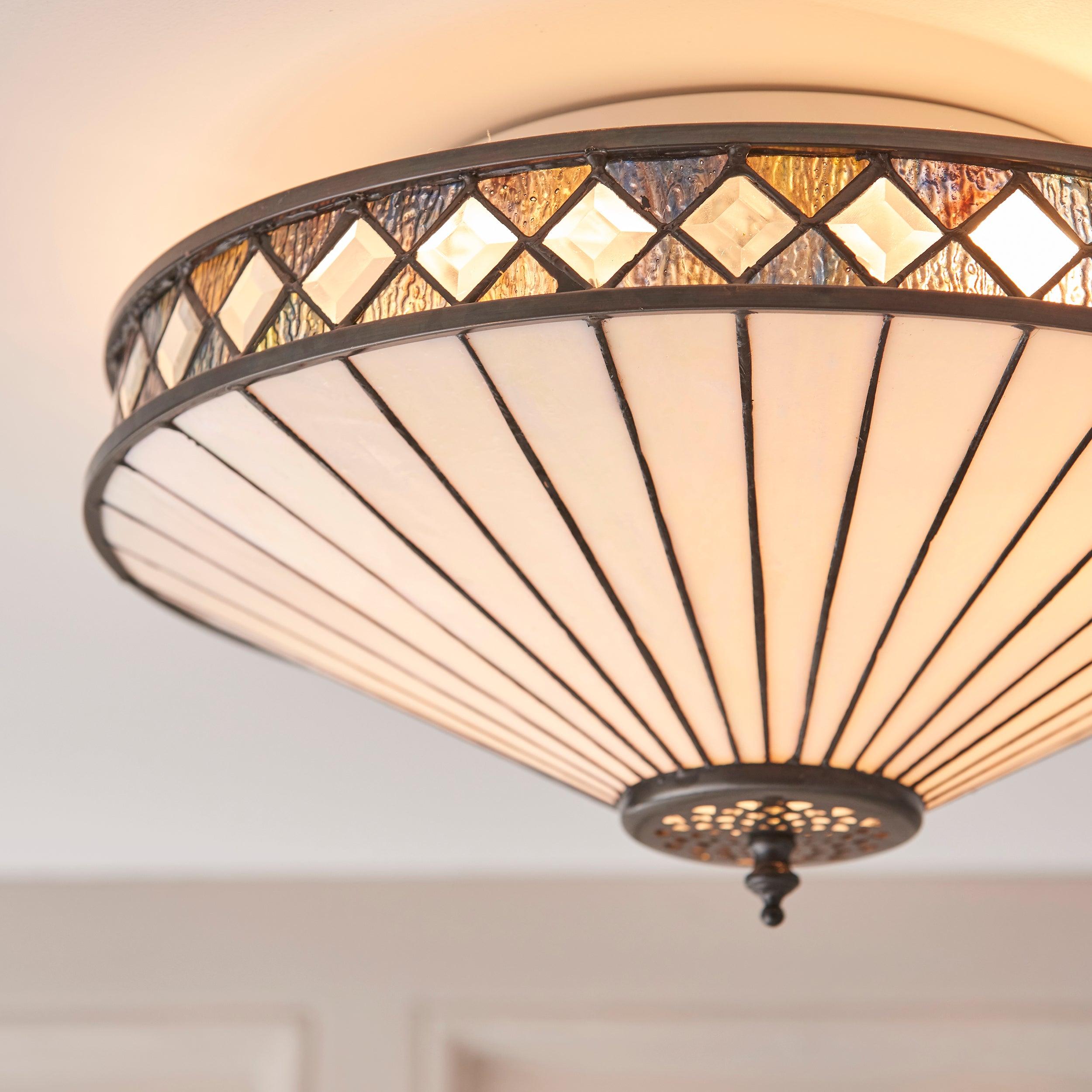 fargo tiffany ceiling flush light close up image