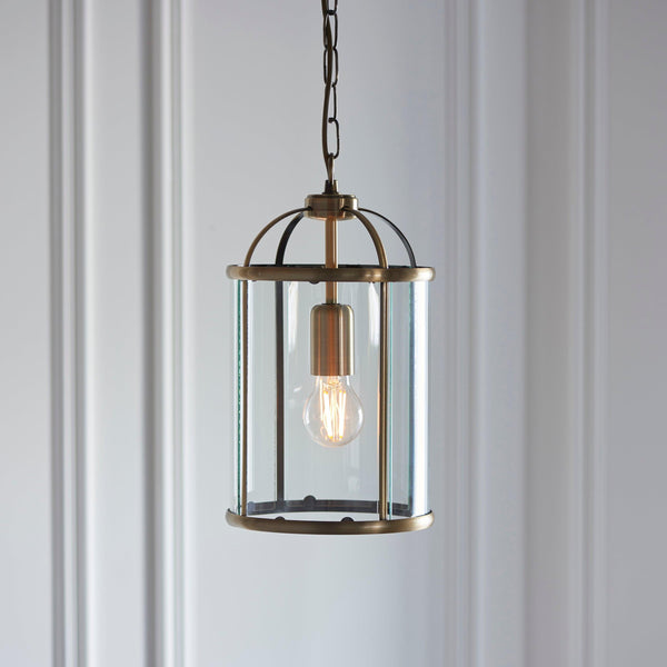 Endon Lambeth Brass Ceiling Lantern 1 Light-Ceiling Pendant Lights-Endon Lighting-1-Tiffany Lighting Direct