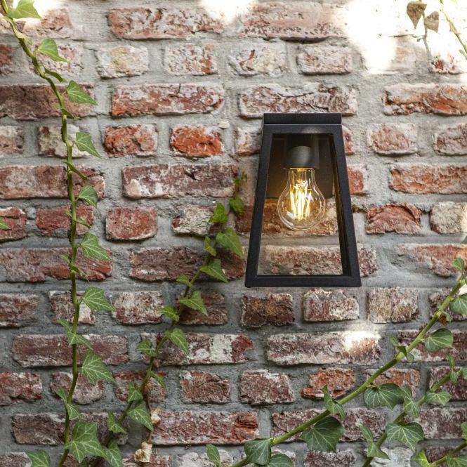 Lutec Fia Solar Outdoor Wall Light - Matt Black 6990901012 face on