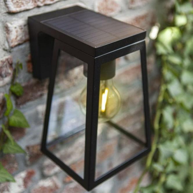 Lutec Fia Solar Outdoor Wall Light - Matt Black 6990901012 solar panel detail